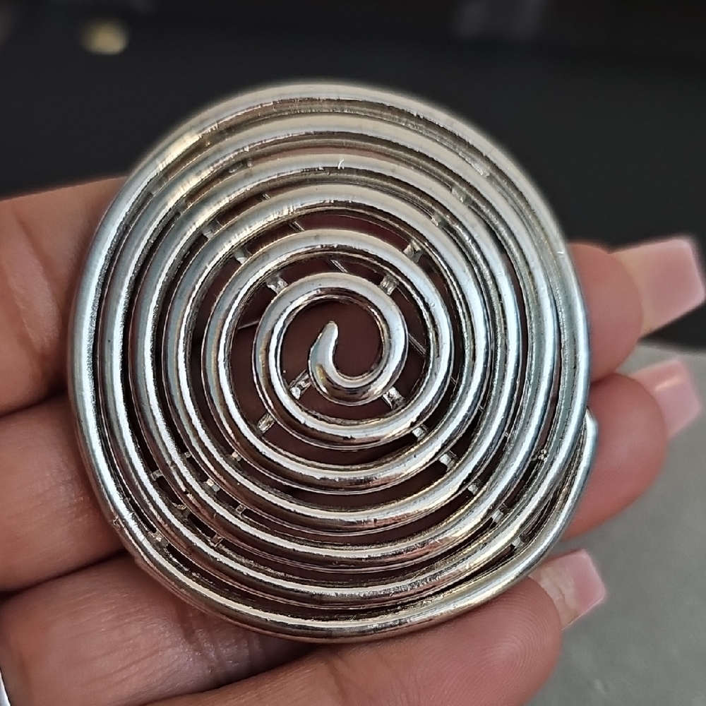 Silvertone Spiral Brooch